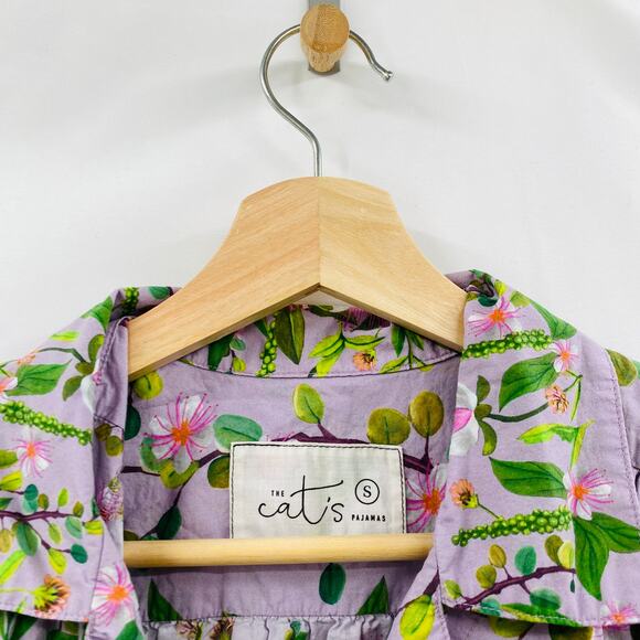 Cat's Pajamas purple floral button down top - Picture 3 of 5